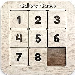 Galliard Games Wooden Number Slide Fifteen Puzzle